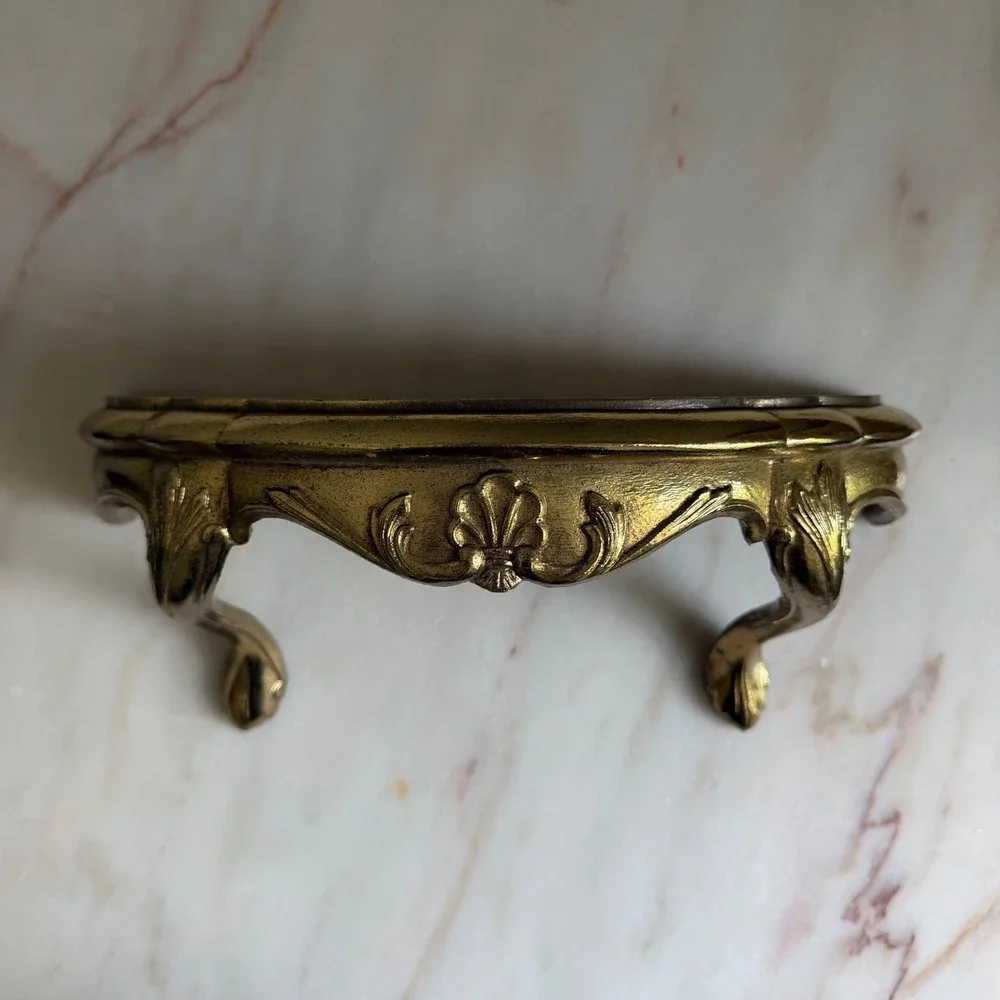 Vintage 1983 Burwood Gold Wall Console Shelf Hollywood Regency Scrolled 2625